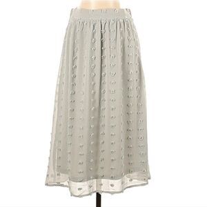 Polagram‎ -1925 Tulle Mesh Skirt Light Grey Midi Length Boho Balletcore Large